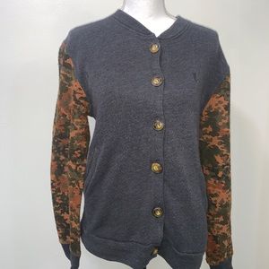 Obey men’s digital camo cardigan small